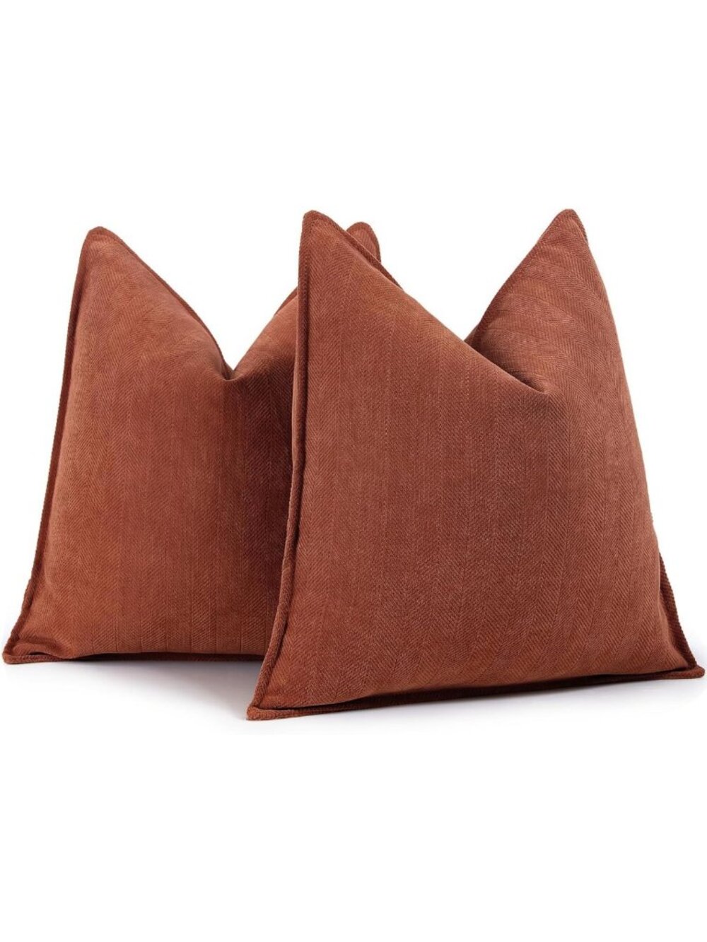 Rust Chenille Throw Pillow Covers 20x20 Set of 2 | Soft, Elegant Fall Decor for